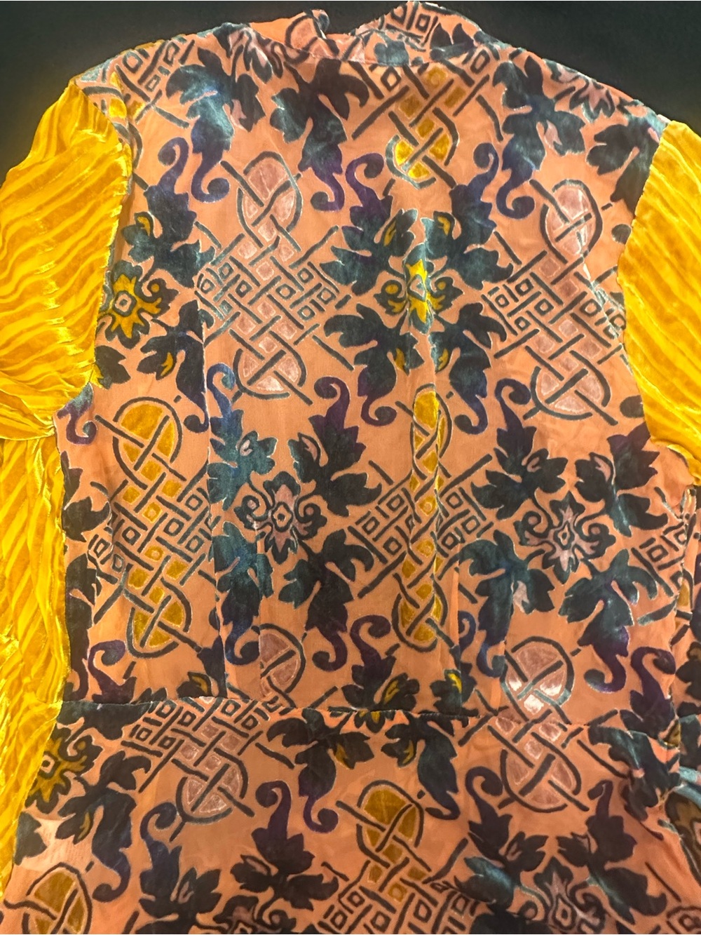 Moulinete Soeurs Velvet Mixed-Print Wrap Top in Mustard and Rust NWOT - Picture 7 of 7